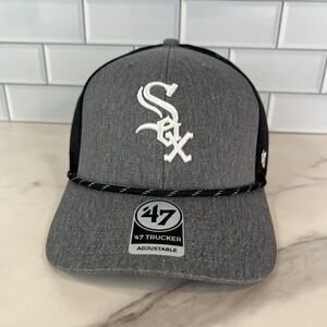 Chicago White Sox Hat Cap Snap Back Trucker Mesh Black Gray MLB Baseball Mens 47